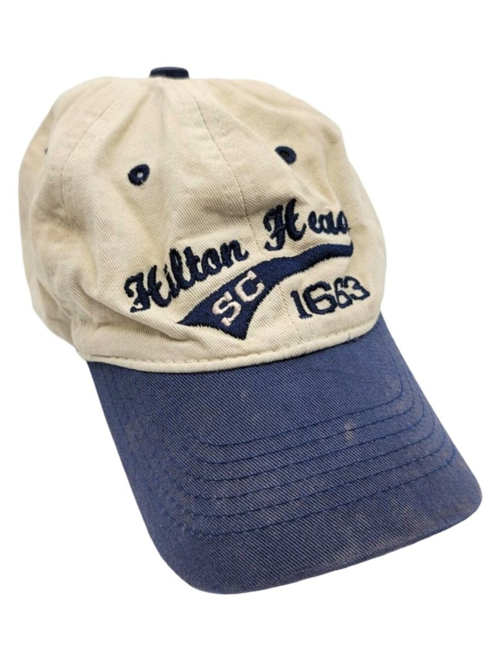 Hilton Head Kids Hat Khaki Blue Hook And Loop Adjustable Souvenir Baseball Cap